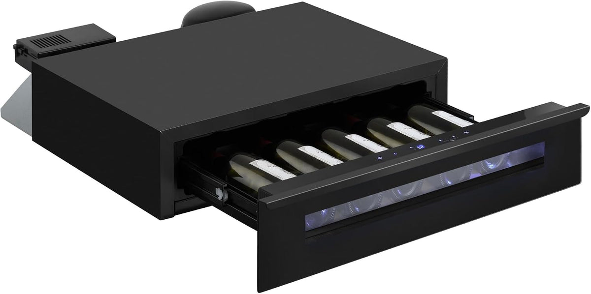 Amica Weinkühlschrank, 13 l, Schwarz, Weintemperierschublade freistehend X‑Type Design, weintemperierschraenke