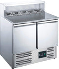 ZORRO Kühltheke, Grau, Pizzatisch ZPS900-2 Türen - Kühltisch mit Granitplatte