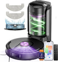 Vexilar Saugroboter, Schwarz, mit Wischfunktion, beutelloser Multi-Zyklon mit Absaugstation, 10.000Pa & 200 Min Staubsauger Roboter
