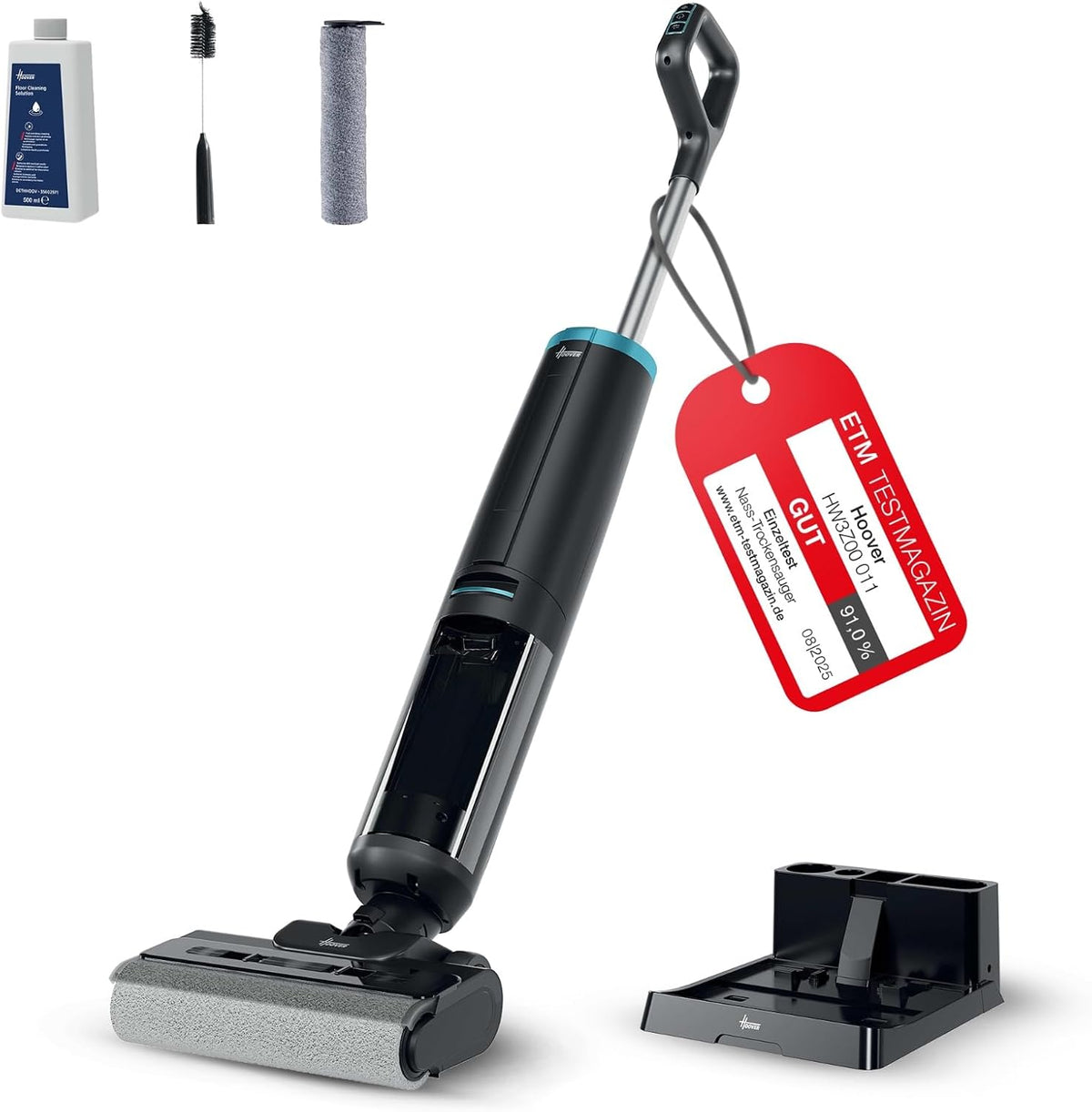 Hoover Staubsauger, Schwarz, HW3 2in1 kabelloser Nass- und Trockensauger und Saugwischer