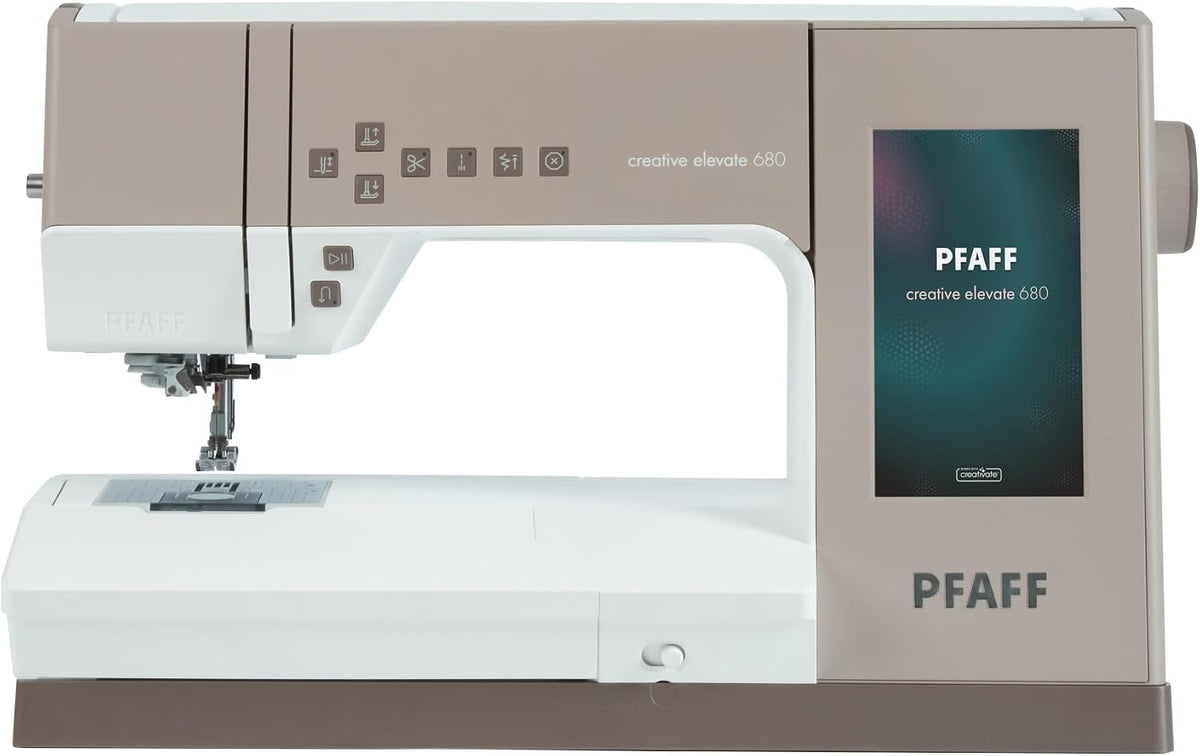 PFAFF Elektronisch gesteuerte Nähmaschinen, 7 Zoll, 250 mm, Grau, creative elevate™ 680 Nähmaschine, Über 400 Stiche