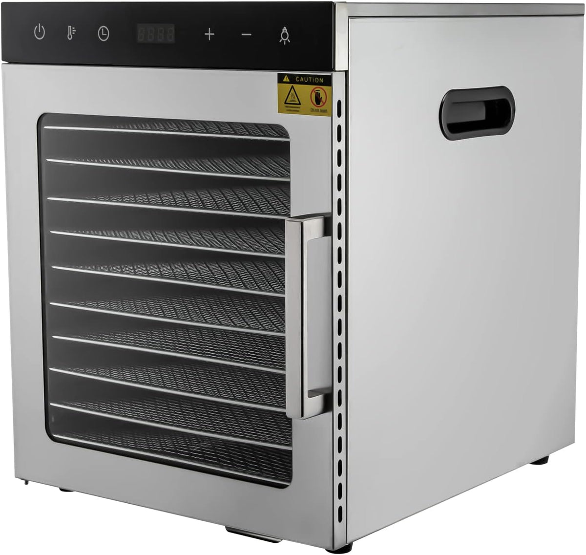 Salmeee Dörrautomaten, 800w, Rostfreier Stahl, Silber, Edelstahl Dörrautomat 10 fach, Dörrgerät mit Temperaturregler (30-90℃) Timer bis zu 24 h