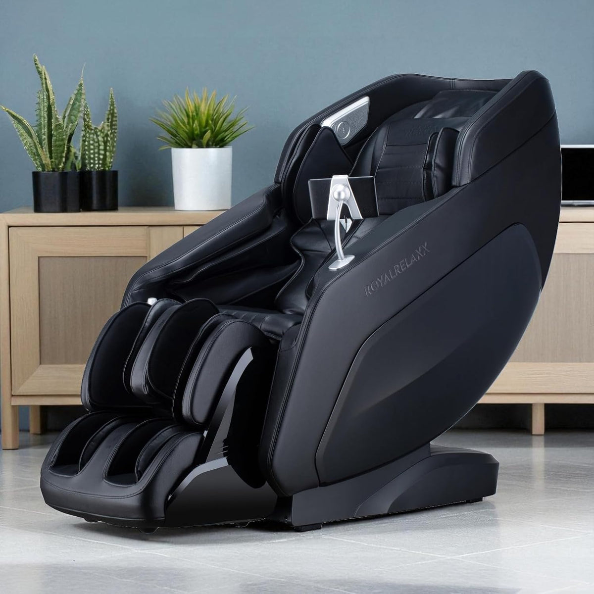 WELCON Relaxsessel, Schwarz, Royalrelaxx 4D Massagesessel elektrisch in, mit Sensor-Scan, 3 Heizstufen & 24 Massageprogrammen