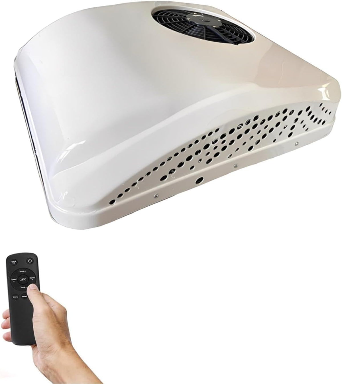 aigahealzhou Mobiles Klimagerät, ≈60 dB(A), 170 mm, 12 V, 24 V, ABS, Weiß, / DC Dachklimaanlage für Wohnmobil und LKW mit Heizung