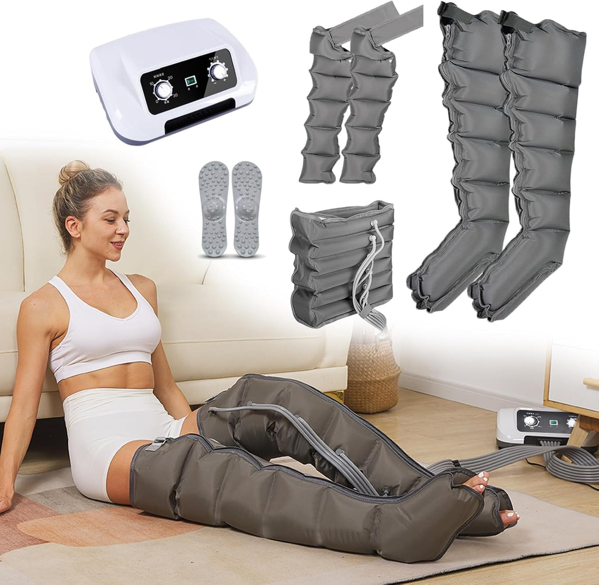 vanenferse Elektrische Massagekissen, Grau, Lymphdrainage Gerät Beine Bei Lipödem, Bein Massagegerät, Beinmassagegerät Lymphdrainage