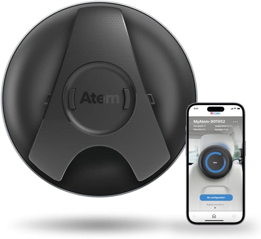 IQAir Dunstabzugshaube, Grau, Atem Car Portable HEPA Air Purifier, Odors, Gases, Car Fumes, Bacteria, Viruses, Airborne Contaminants