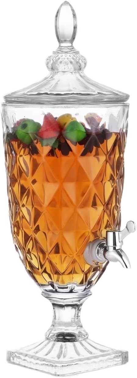 JYARZ Gekühlte Getränkespender, 3 L/101Oz, Glas, Metall, Transparent, Stabilen Bierzapfanlage Getränkespender Aus Glas