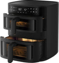AEG Heissluftfritteuse, 11 L, Schwarz, Doppelkorb‑Heißluftfritteuse, 2 Fächer für Paralleles Frittieren Backen Grillen Dörren