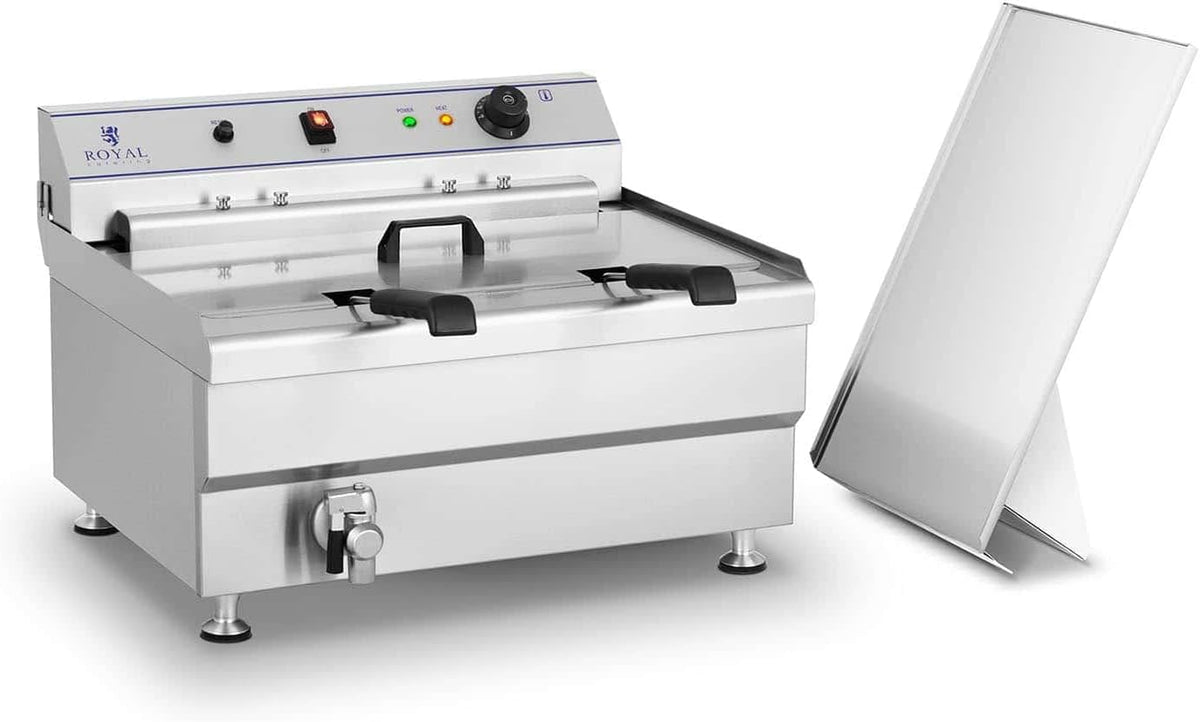Royal Catering Heißluftfritteuse, 24 Liter, 9000 W, 400 V, Silber, RCBG 30-2-B STH Fettbackgerät Fritteuse Friteuse