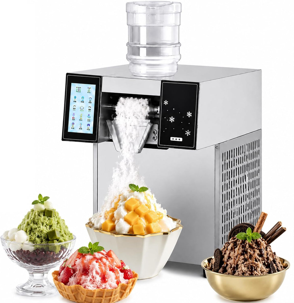 JIYINGHUI Eismaschine, ≤ 40 dB, 400 Kg, Lebensmittelecht Edelstahl 304, Grau