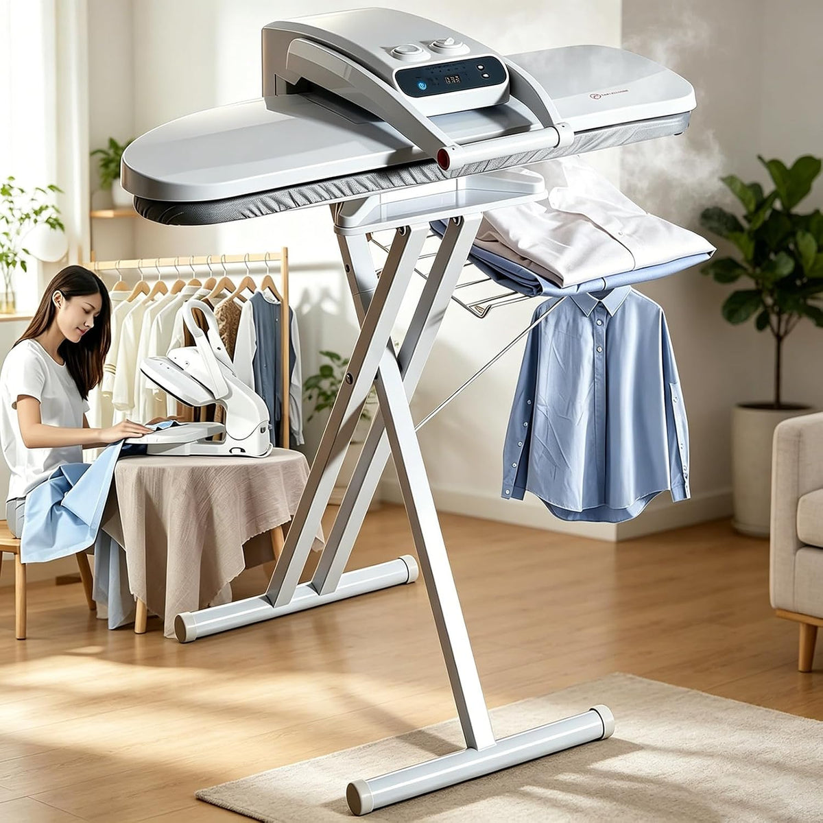 HEIHEIZI Bügelpressen, 80 x 31 cm, 1800 W, 50 kg, Grau, Große Dampf-Bügelpresse, gewerbliche Bügelpresse, Antihaft-Oberfläche