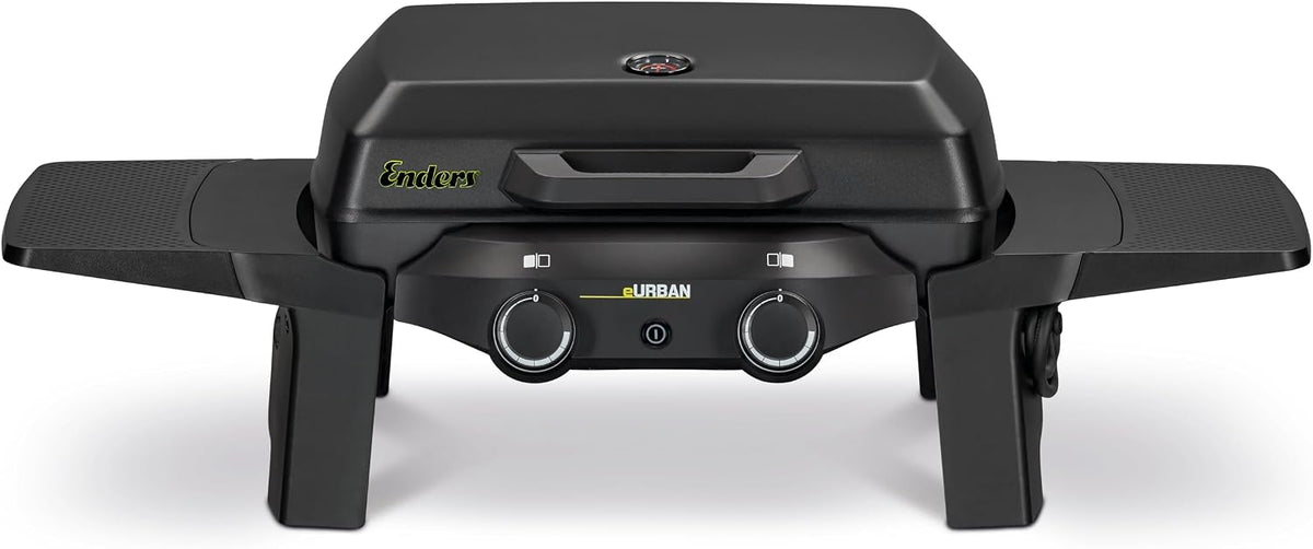 Enders Elektrogrill, Schwarz, ® eURBAN 2, Tischgrill, emaillierter Gussrost, abnehmbare Seitenablage, Tragbarer Kompaktbarer